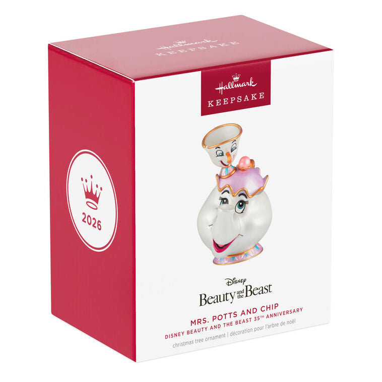 Hallmark 2026 Christmas Disney Beauty and the Beast 35th Anniversary Mrs. Potts and Chip Ornament