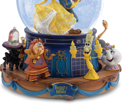 The Bradford Exchange Disney Beauty and The Beast Musical Snow Globe, Rotating Base with Movie Characters, Collectible Glitter Globe