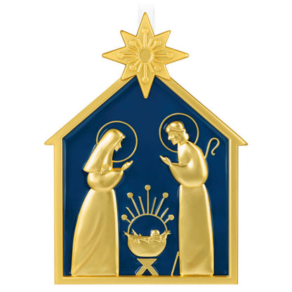 Hallmark Christmas Ornament God So Loved the World Nativity Metal Ornament