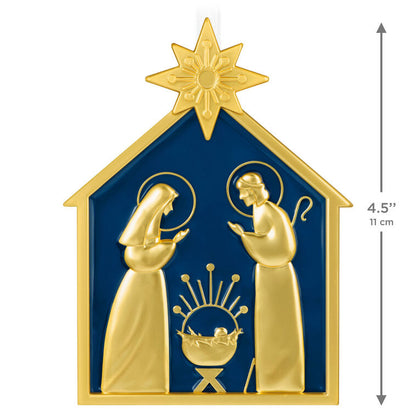 Hallmark Christmas Ornament God So Loved the World Nativity Metal Ornament