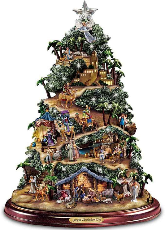 The Bradford Exchange Thomas Kinkade Illuminated Nativity Tabletop Tree: Glory to The Newborn King by Hawthorne Village