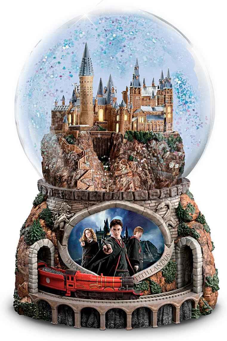 The Bradford Exchange Harry Potter Musical Glitter Globe with Rotating Train and Movie Image Lights Up