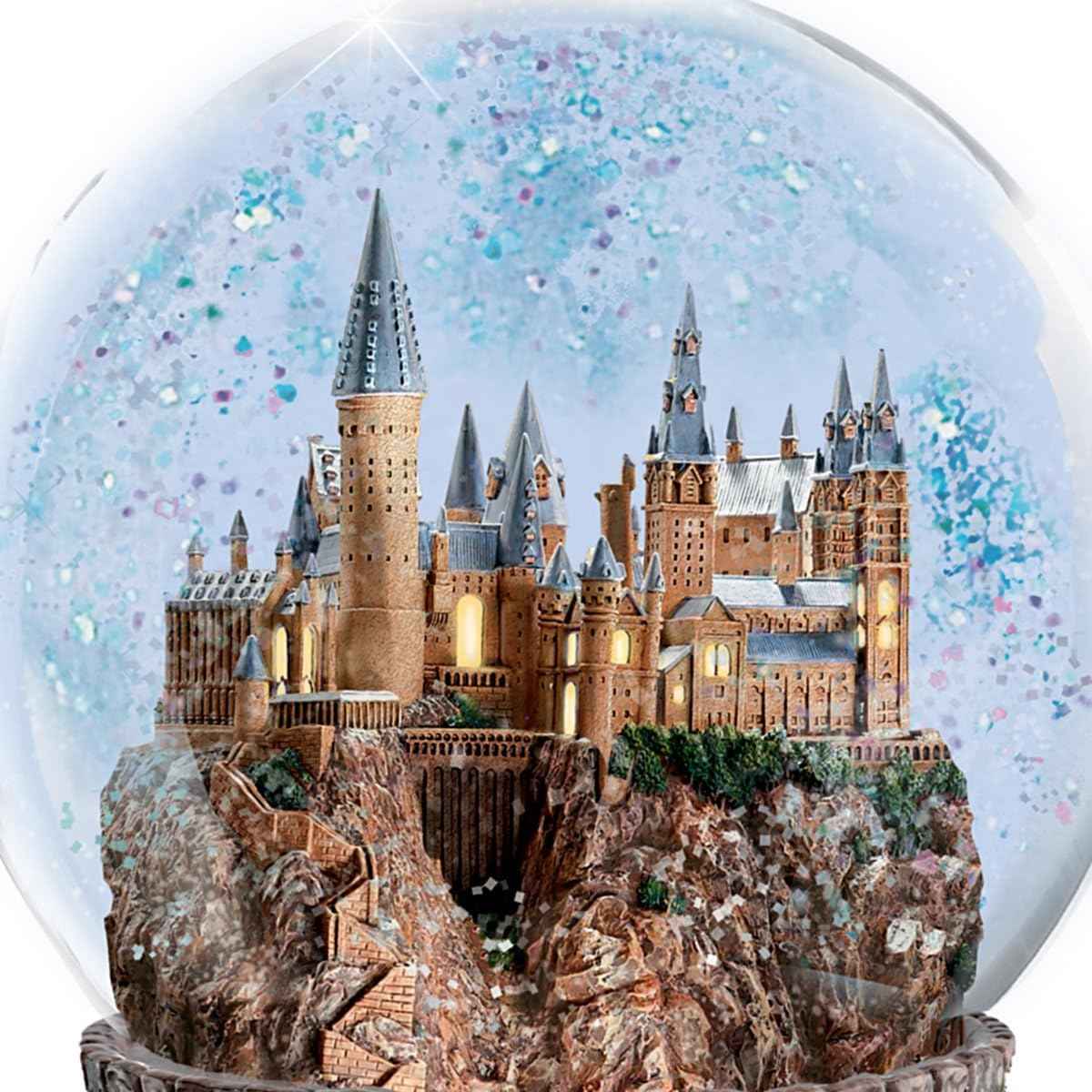 The Bradford Exchange Harry Potter Musical Glitter Globe with Rotating Train and Movie Image Lights Up