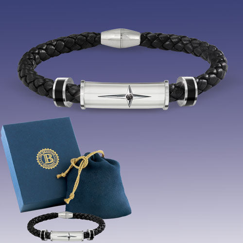 Bradford Exchange The Protection and Strength for My Son Leather and Steel Cross Men's Bracelet