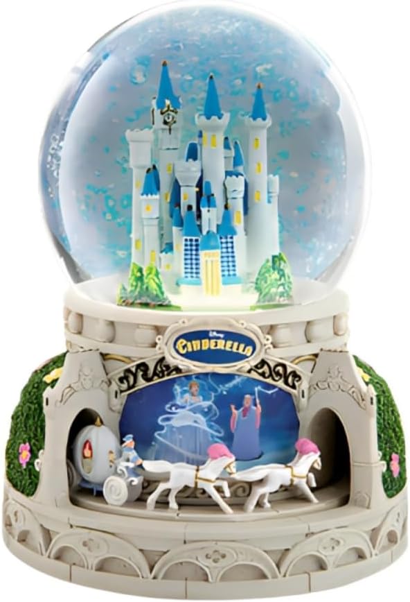 Disney Cinderella Illuminated Rotating Glitter Globe Enchanting Transformation Scene with Castle Pumpkin Carriage and Music Officially Licensed Collectible by Bradford Exchange