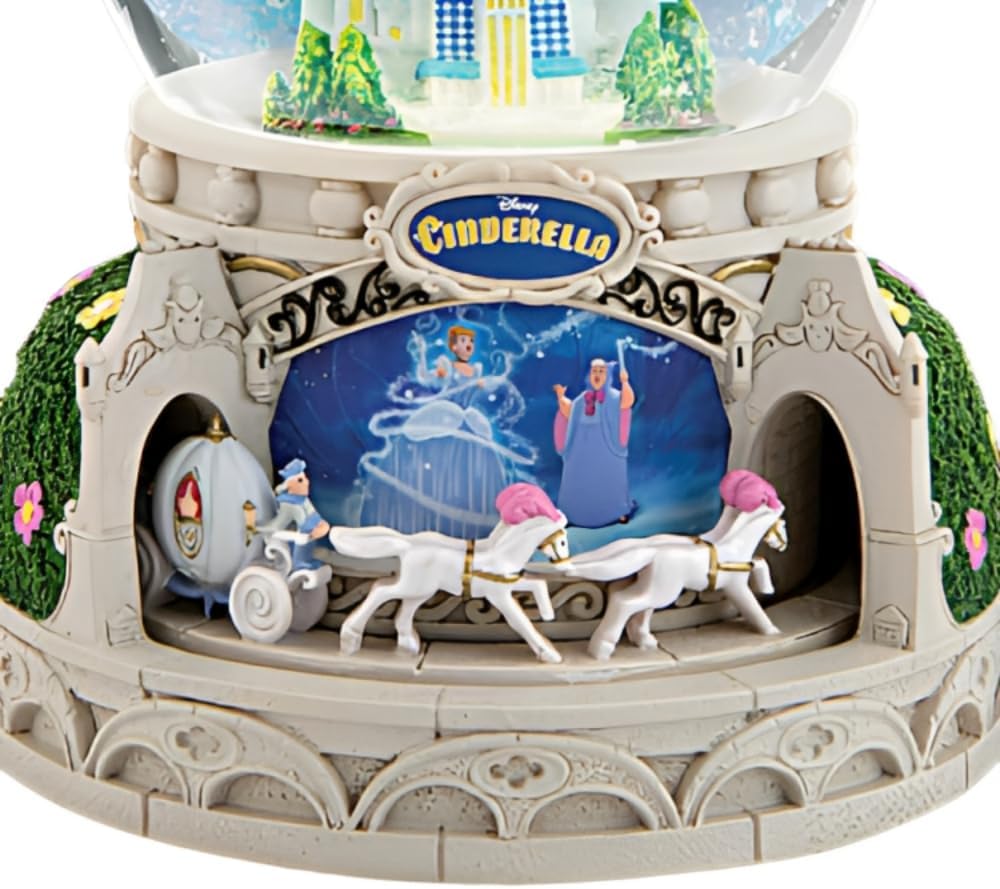 Disney Cinderella Illuminated Rotating Glitter Globe Enchanting Transformation Scene with Castle Pumpkin Carriage and Music Officially Licensed Collectible by Bradford Exchange