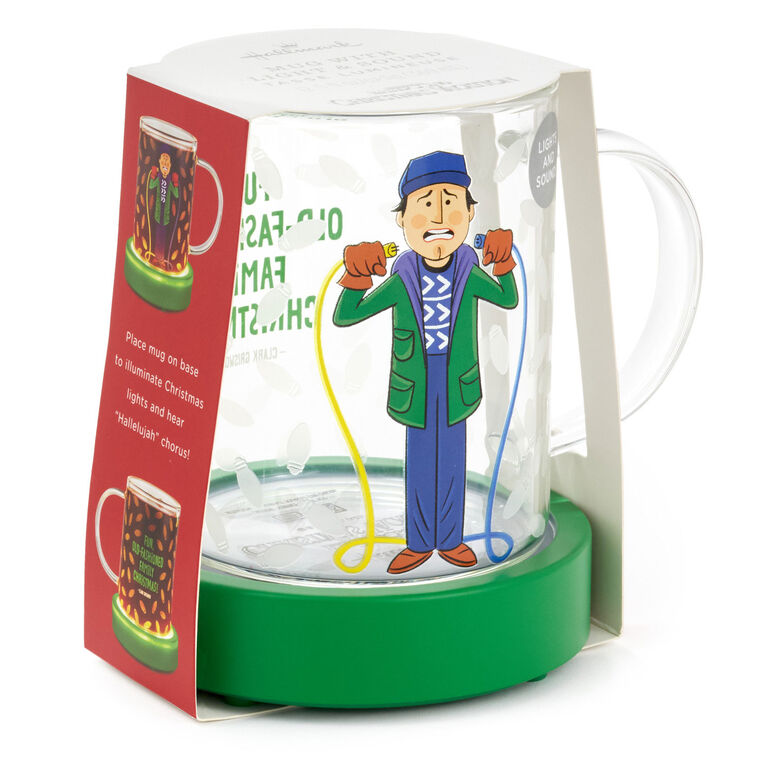 National Lampoon's Christmas Vacation™ Clark Griswold Glass Mug With Light and Sound Base, 13 oz by Hallmark