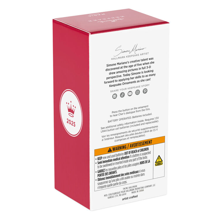 Hallmark Keepsake Christmas 2025 Clueless Cher Horowitz Ornament With Sound