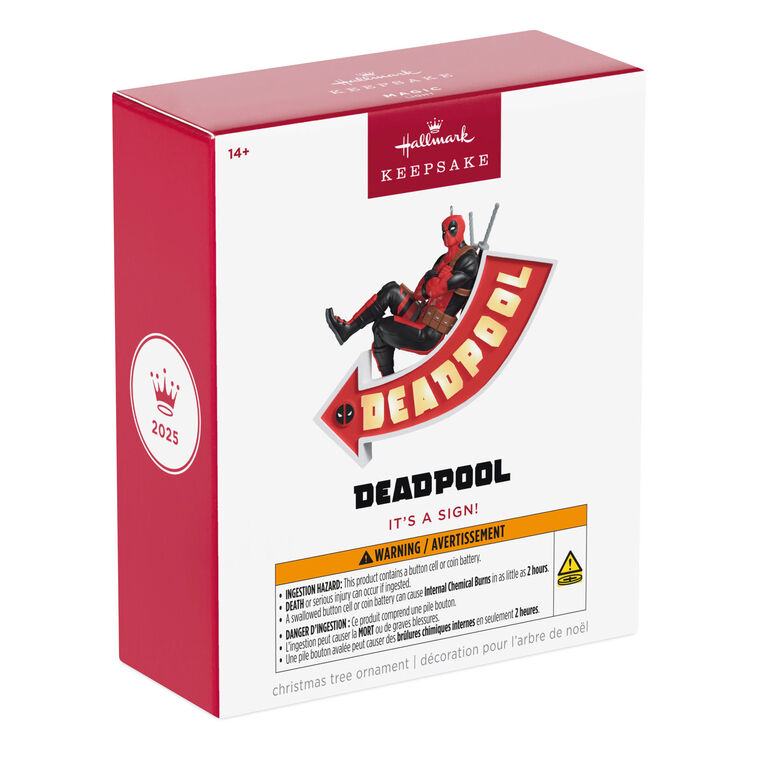 Hallmark Keepsake Christmas Ornament 2025, Marvel Deadpool It's a Sign! with Light, Gifts for Marvel Fans - BCGiftMall