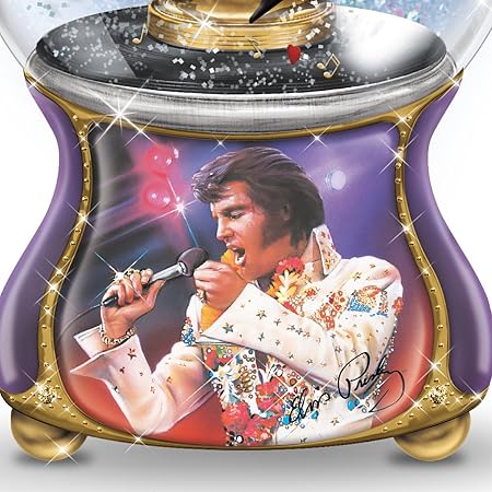 The Bradford Exchange Elvis Presley Musical Glitter Globe Plays Burning Love in Elvis's Actual Voice