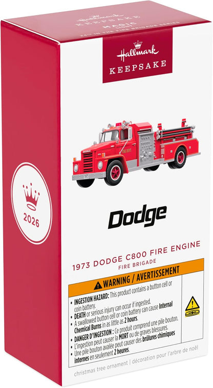Hallmark Keepsake Christmas Ornament 2026, Fire Brigade 1973 Dodge C800 Fire Engine 2026 with Light, Hobby Gifts