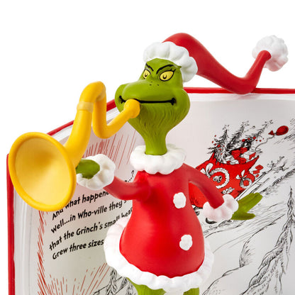 Hallmark Dr. Seuss's How the Grinch Stole Christmas!™ Grinch With Storybook Figurine With Sound, 6.25"