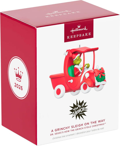 Hallmark Keepsake Christmas Ornament 2026, Dr. Seuss's How the Grinch Stole Christmas! A Grinchy Sleigh On the Way, Gifts for Dr. Seuss Fans