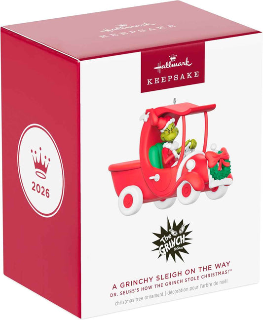 Hallmark Keepsake Christmas Ornament 2026, Dr. Seuss's How the Grinch Stole Christmas! A Grinchy Sleigh On the Way, Gifts for Dr. Seuss Fans