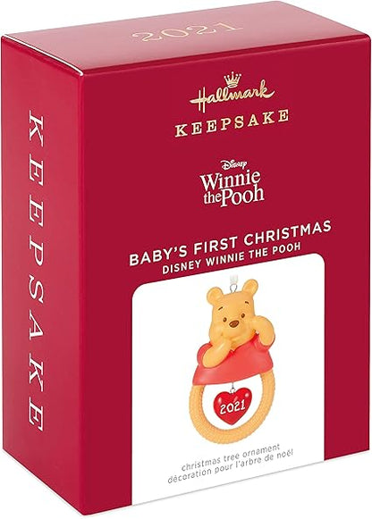 Hallmark Keepsake Christmas Ornament, Year Dated 2021, Disney Winnie The Pooh Baby's First Christmas