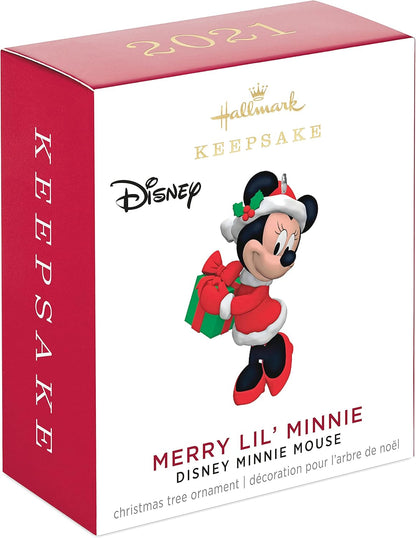 Hallmark Keepsake 0.8" Miniature Christmas Ornament 2021, Disney Minnie Mouse Merry Lil' Minnie, Mini