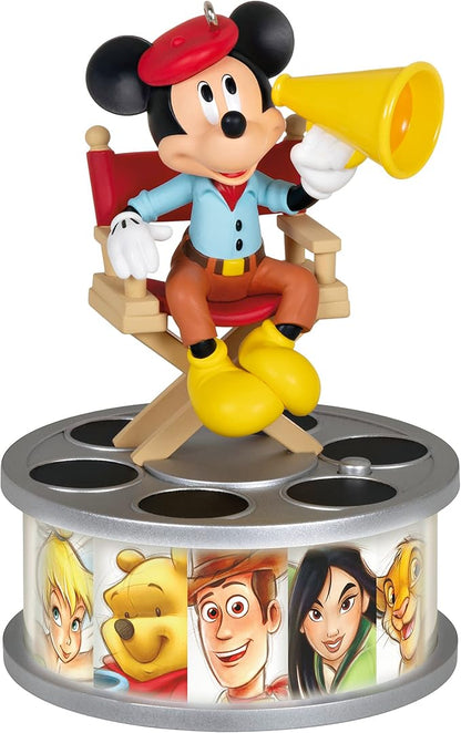 Hallmark Keepsake Christmas Ornament 2023, Disney 100 Years of Wonder Director Mickey Mouse with Light and Sound, Gifts for Disney Fans