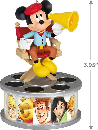 Hallmark Keepsake Christmas Ornament 2023, Disney 100 Years of Wonder Director Mickey Mouse with Light and Sound, Gifts for Disney Fans