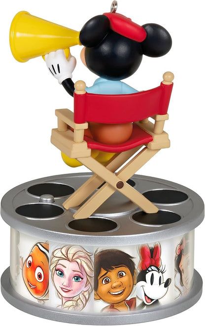 Hallmark Keepsake Christmas Ornament 2023, Disney 100 Years of Wonder Director Mickey Mouse with Light and Sound, Gifts for Disney Fans