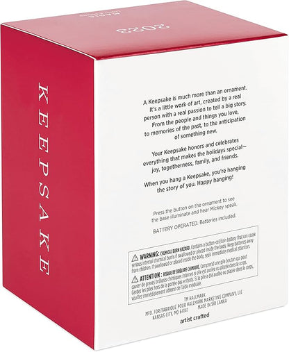 Hallmark Keepsake Christmas Ornament 2023, Disney 100 Years of Wonder Director Mickey Mouse with Light and Sound, Gifts for Disney Fans