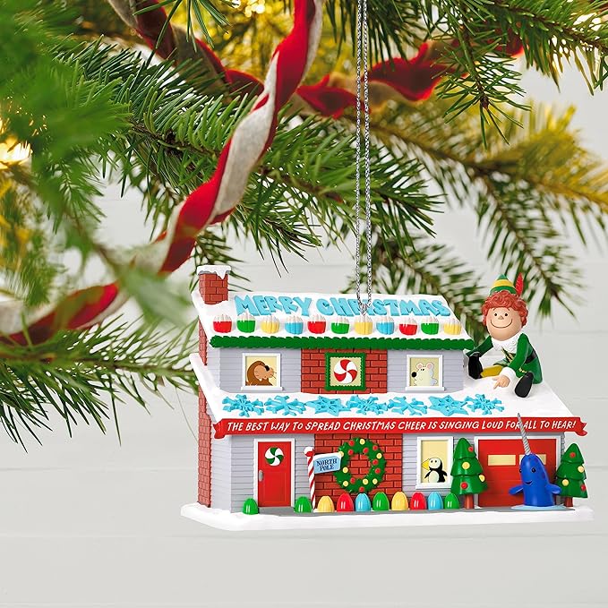 Hallmark Keepsake Christmas Ornament 2023, Elf Movie Crazy Christmas Cheer, Musical Ornament with Light, Elf Movie Gifts