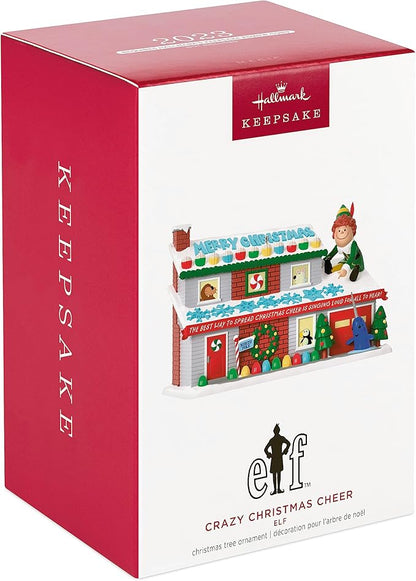 Hallmark Keepsake Christmas Ornament 2023, Elf Movie Crazy Christmas Cheer, Musical Ornament with Light, Elf Movie Gifts