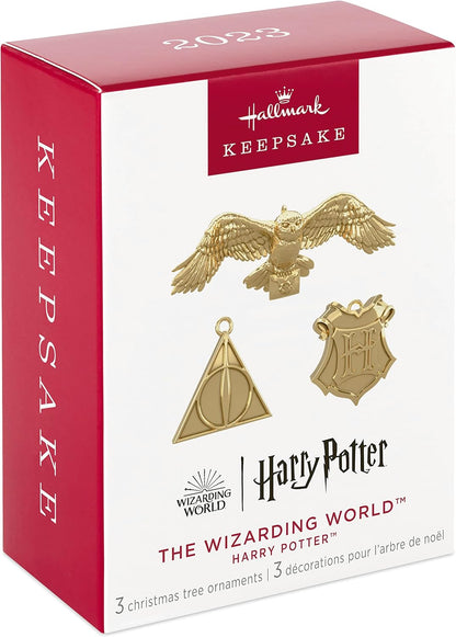 Hallmark Keepsake Miniature Christmas Ornaments 2023, Harry Potter The Wizarding World Metal, Mini Set of 3, Gifts for Harry Potter Fans