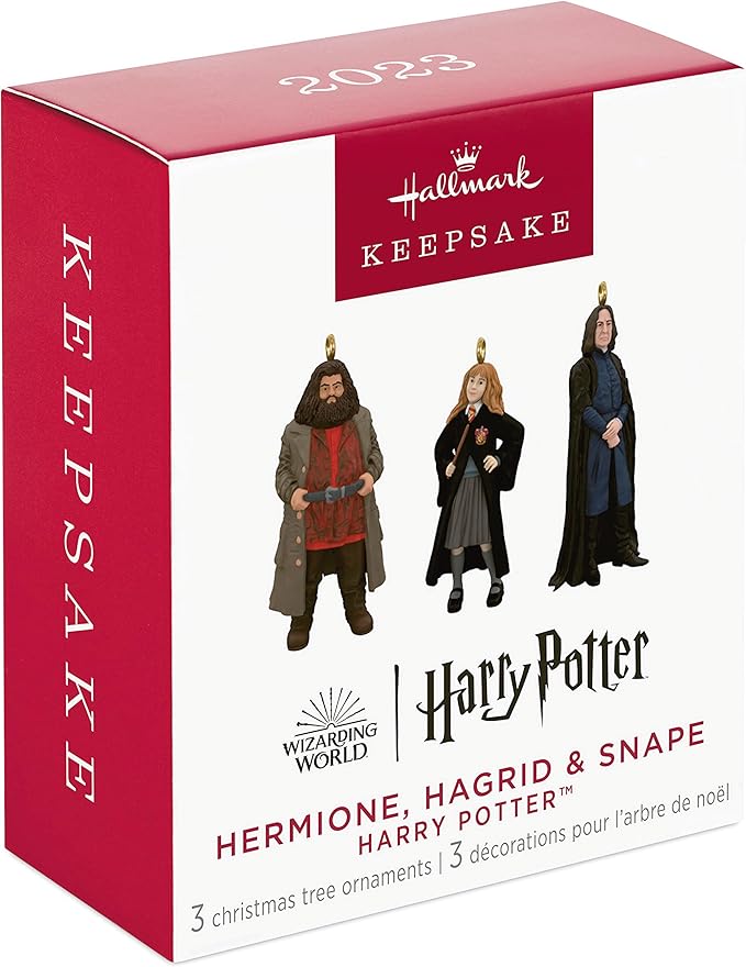Hallmark Keepsake Miniature Christmas Ornaments 2023, Harry Potter Hermione, Hagrid and Snape Metal, Mini Set of 3, Gifts for Harry Potter Fans