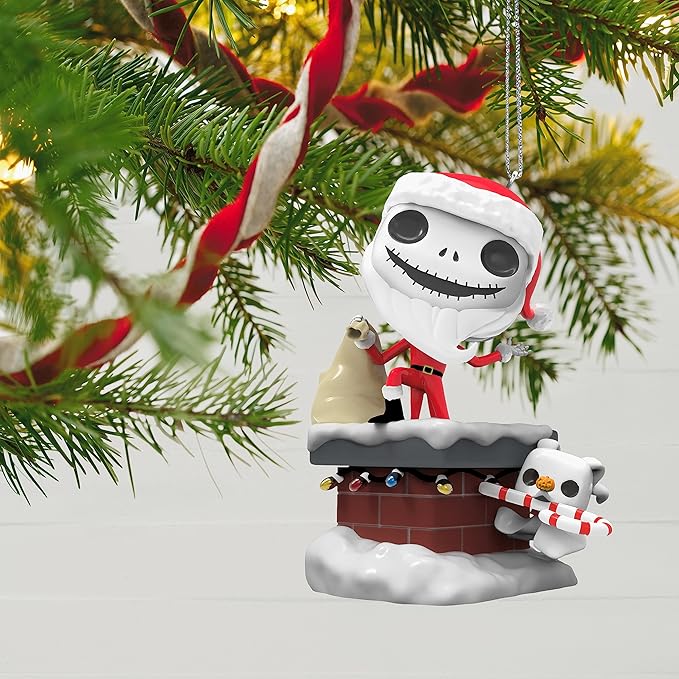 Hallmark Keepsake Christmas Ornament 2023, Disney Tim Burton's The Nightmare Before Christmas Jack Skellington and Zero Funko POP!, Gifts for Disney Fans