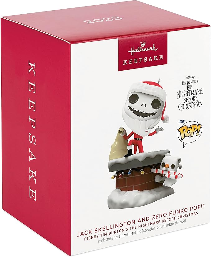 Hallmark Keepsake Christmas Ornament 2023, Disney Tim Burton's The Nightmare Before Christmas Jack Skellington and Zero Funko POP!, Gifts for Disney Fans
