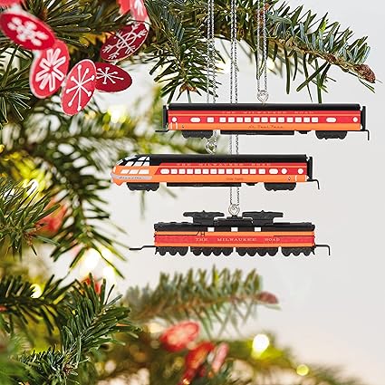 Hallmark Keepsake Miniature Christmas Ornaments 2023, Lionel Milwaukee Road EP-2 Passenger, Mini Set of 3, Train Gifts