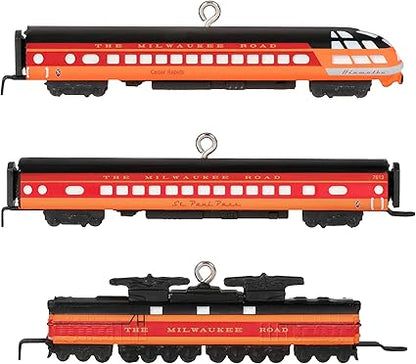Hallmark Keepsake Miniature Christmas Ornaments 2023, Lionel Milwaukee Road EP-2 Passenger, Mini Set of 3, Train Gifts