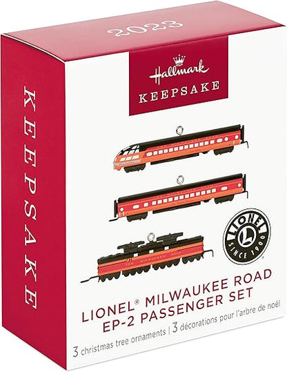 Hallmark Keepsake Miniature Christmas Ornaments 2023, Lionel Milwaukee Road EP-2 Passenger, Mini Set of 3, Train Gifts