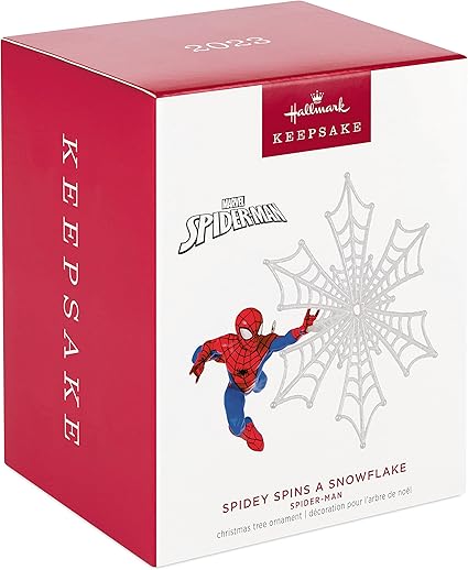 Hallmark Keepsake Christmas Ornament 2023, Marvel Spider-Man Spidey Spins a Snowflake, Super Hero Gifts