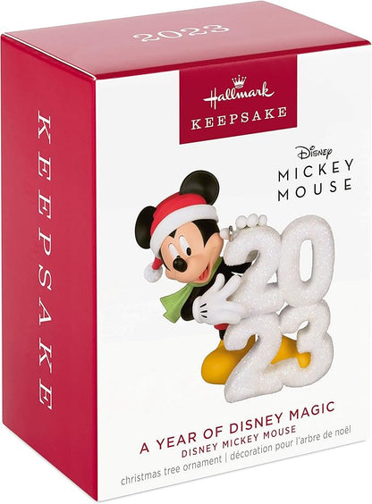Hallmark Keepsake Christmas Ornament 2023, Disney Mickey Mouse A Year of Disney Magic, Gifts for Disney Fans