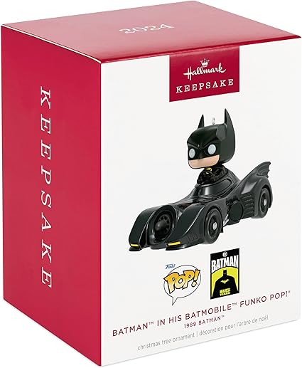 Hallmark Keepsake Christmas Ornament 2024, DC 1989 Batman in His Batmobile Funko POP!, Super Hero Gifts
