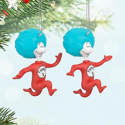 Hallmark Keepsake Christmas Ornaments 2024, Dr. Seuss's The Cat in The Hat Thing One and Thing Two, Set of 2, Gifts for Dr. Seuss Fans