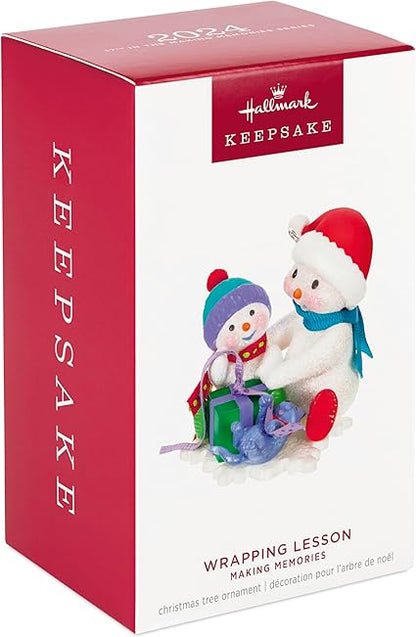Hallmark Keepsake Christmas Ornament 2024, Making Memories Wrapping Lesson, Snowman Collectors Gifts