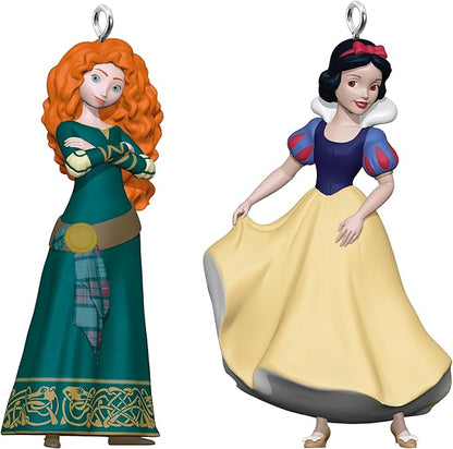 Hallmark Keepsake Mini Christmas Ornaments 2024, Disney Princess Merida and Snow White, Set of 2, Gifts for Disney Fans