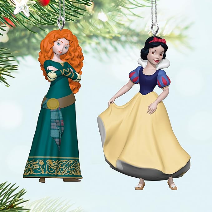 Hallmark Keepsake Mini Christmas Ornaments 2024, Disney Princess Merida and Snow White, Set of 2, Gifts for Disney Fans
