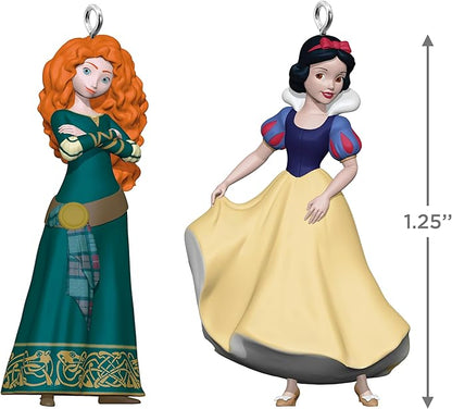 Hallmark Keepsake Mini Christmas Ornaments 2024, Disney Princess Merida and Snow White, Set of 2, Gifts for Disney Fans