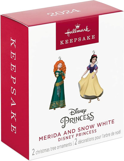 Hallmark Keepsake Mini Christmas Ornaments 2024, Disney Princess Merida and Snow White, Set of 2, Gifts for Disney Fans