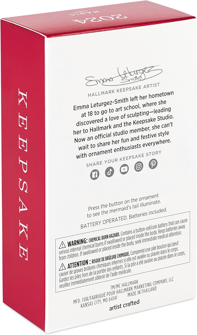 Hallmark Keepsake Christmas Ornament 2024, Barbie Mermaid with Light, Gifts for Her