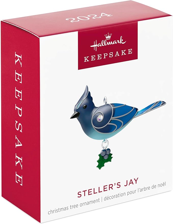 Hallmark Keepsake 0.78" Miniature Christmas Ornament 2024, Mini Steller's Jay, Gift for Bird Lover