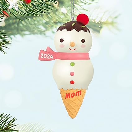 Hallmark Keepsake Christmas Ornament 2024, Mom Snowman Ice Cream Cone 2024, Gifts for Moms