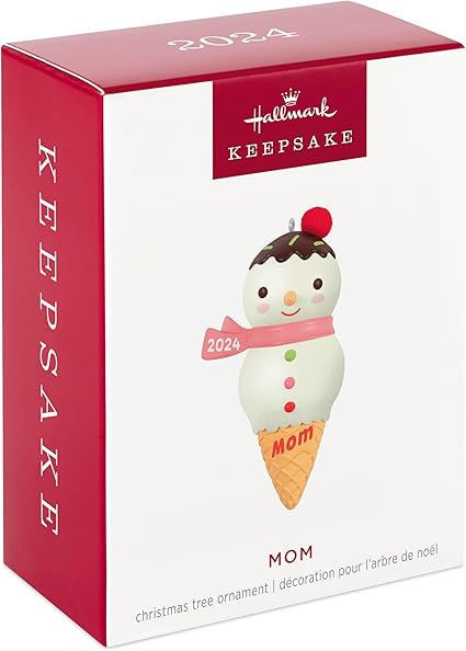 Hallmark Keepsake Christmas Ornament 2024, Mom Snowman Ice Cream Cone 2024, Gifts for Moms