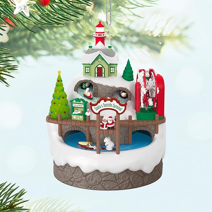 Hallmark Keepsake Christmas Ornament 2024, Santa's Seaside Carnival Musical with Light and Motion, Santa Collectors Gifts