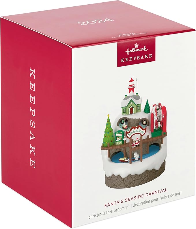 Hallmark Keepsake Christmas Ornament 2024, Santa's Seaside Carnival Musical with Light and Motion, Santa Collectors Gifts