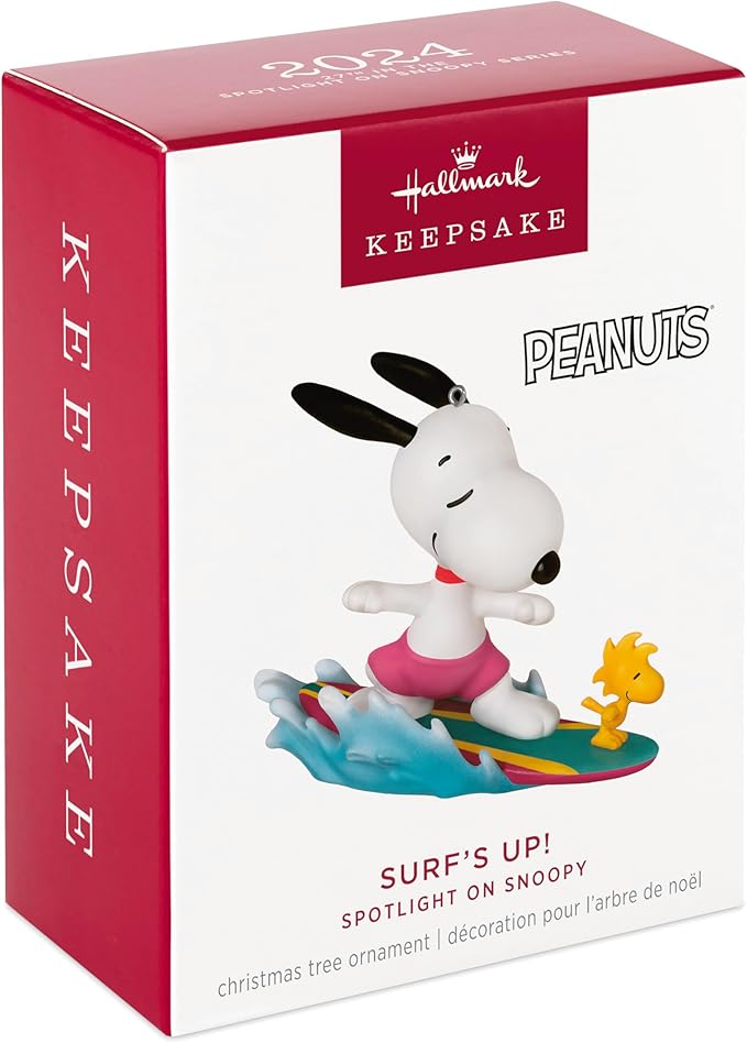 Hallmark Keepsake Christmas Ornament 2024, Peanuts Spotlight on Snoopy Surf's Up!, Gifts for Peanuts Fans