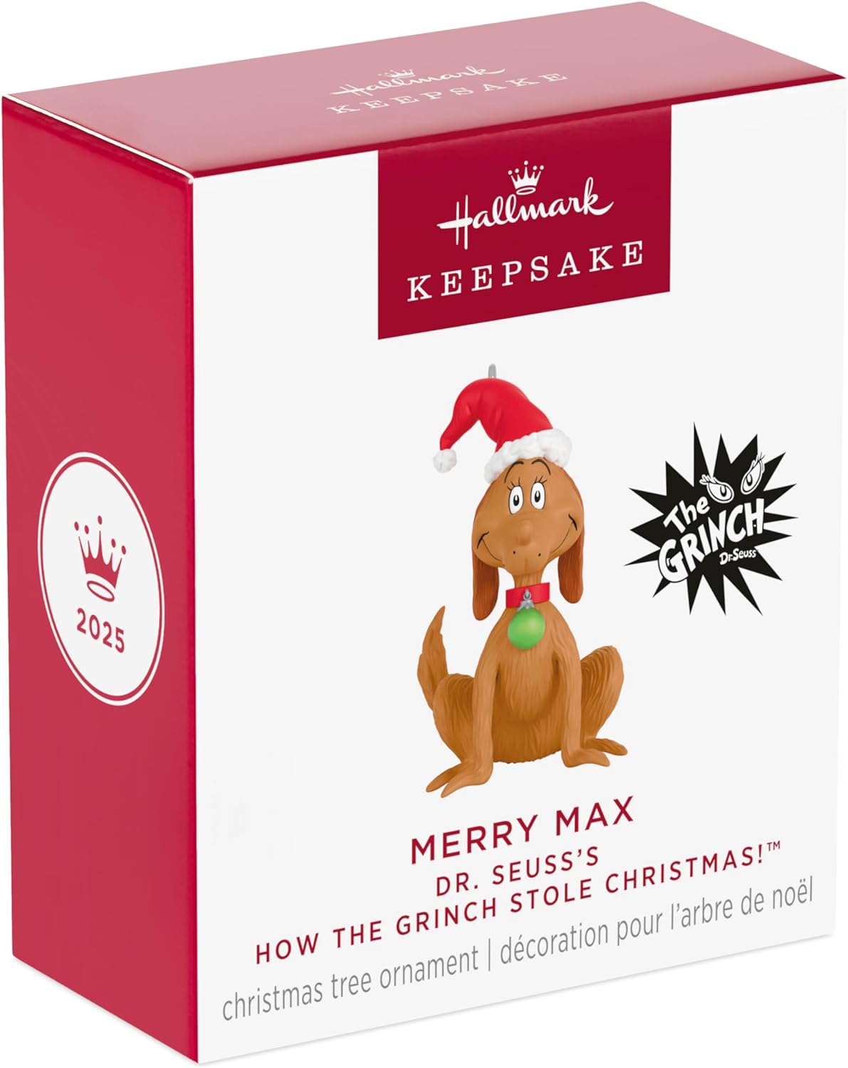 Hallmark Keepsake 1.25" Mini Christmas Ornament 2025, Dr. Seuss's How The Grinch Stole Christmas! Merry Max, Christmas Movie Gifts